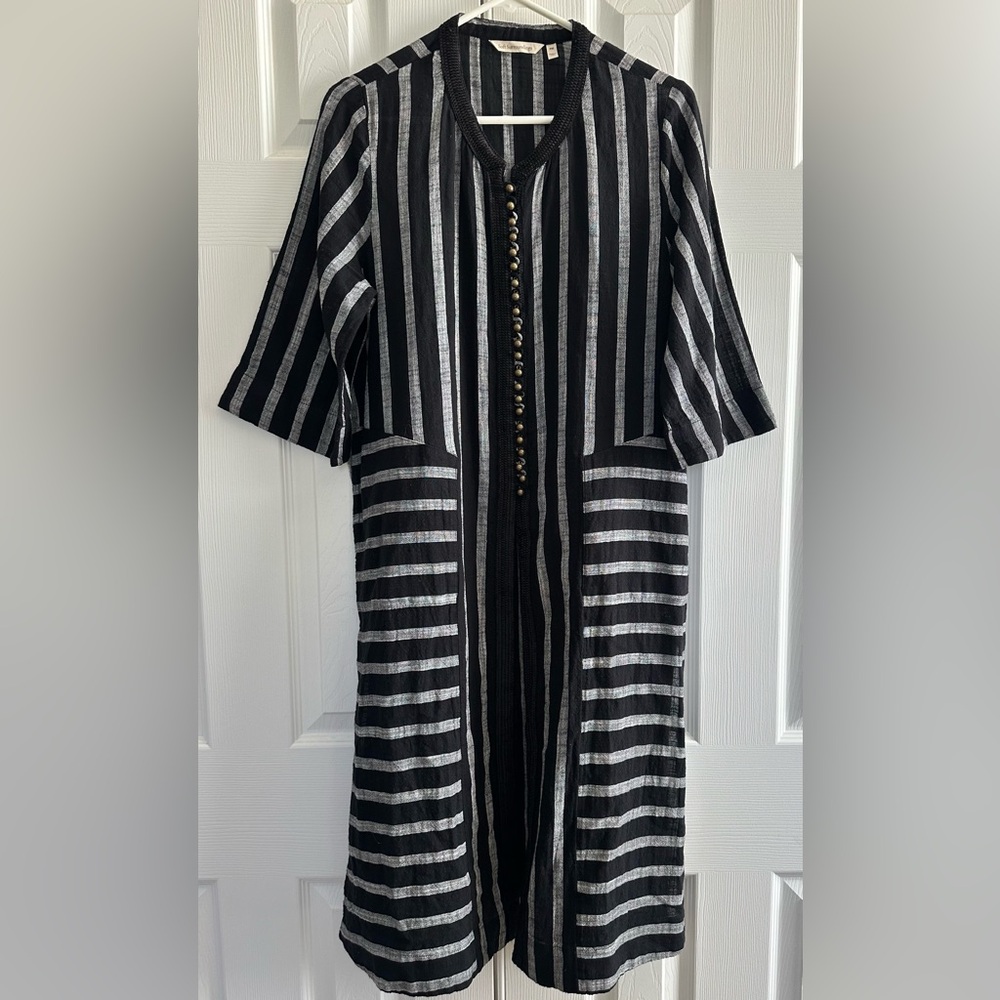 * Soft Surroundings Long Moroccan buttoned Duster striped cotton cardigan